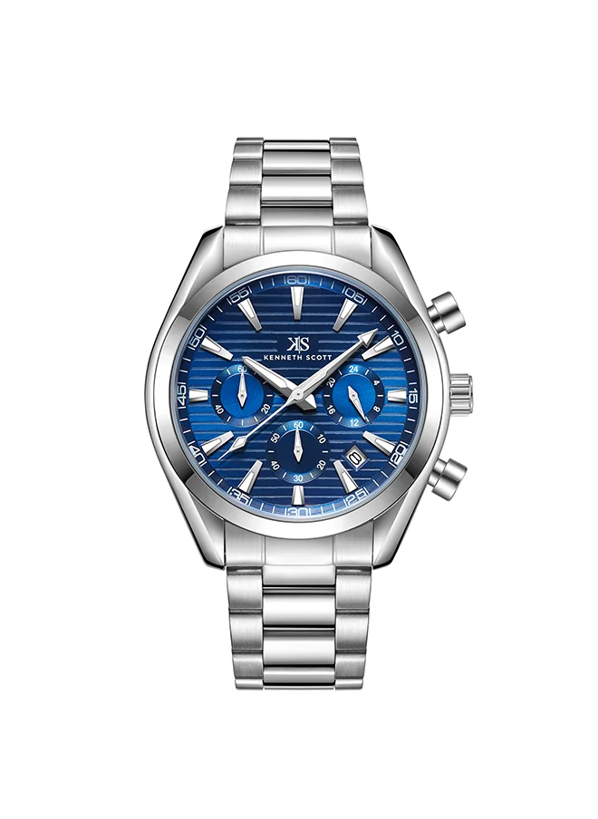 KENNETH SCOTT Men's Chrono & Multi Function Display Watch With Silver Stainless Steel Strap - K23150-SBSN