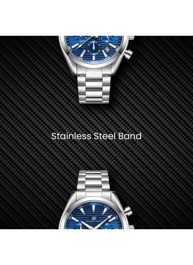 KENNETH SCOTT Men's Stainless Steel Chrono & Multi Function Watch K23150-SBSN - 42 mm  - Image 5