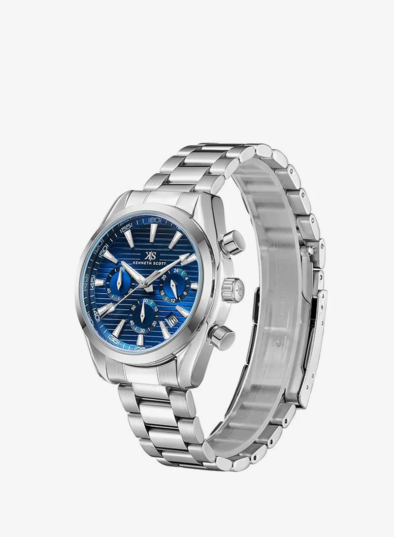 Kenneth Scott Men's Stainless Steel Chrono & Multi Function Watch K23150-SBSN - 42 mm