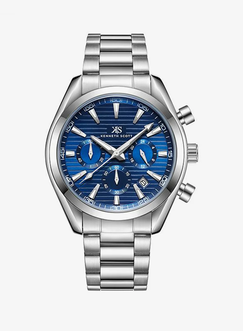 Kenneth Scott Men's Stainless Steel Chrono & Multi Function Watch K23150-SBSN - 42 mm