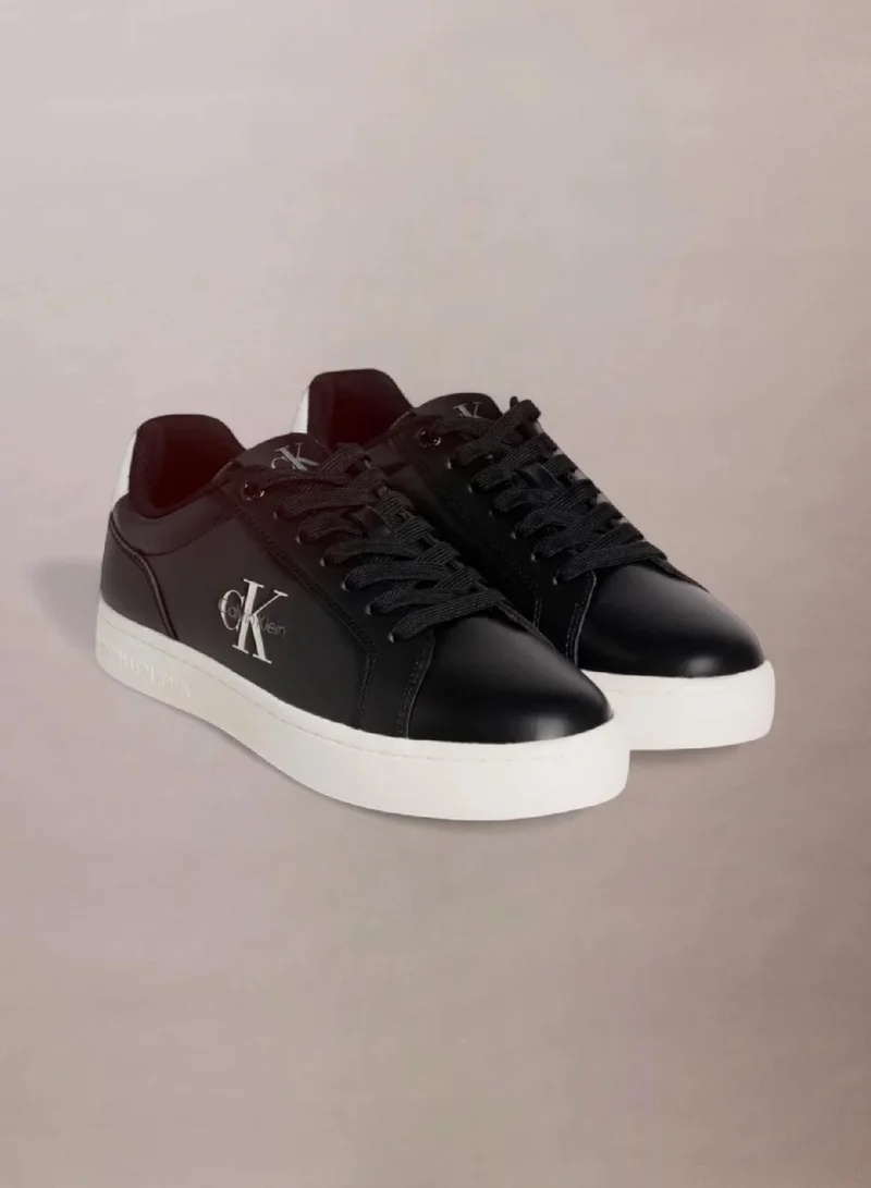 Calvin Klein Black/Bright White Leather Trainers for Men | Best Price UAE