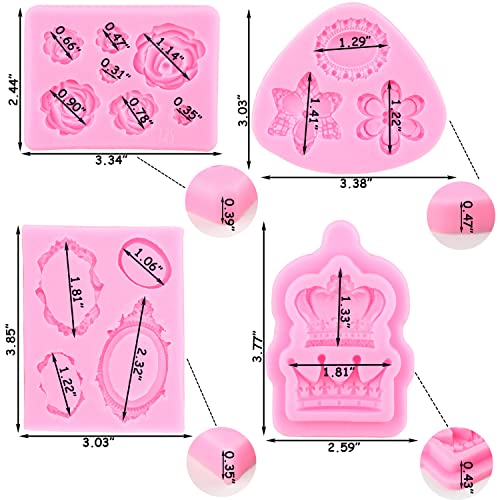 ZiXiang Vintage Frame Cupcake Fondant Mold Baroque Style Fondant Silicone Molds Crown Rose Flower Molds Pictures Frame Silicone Mold For Cake Decoration Chocolate Candy Polymer Clay Set Of 4 - Image 3