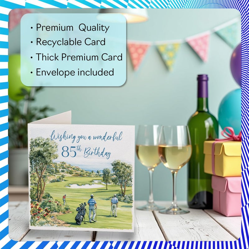 Stuff4 85th Birthday Cards for Men - Golf Celebration - Happy Birthday Card for 85 Year Old Man Husband Step Dad Dad Great Grandpa  5.7 Inch Bday Greeting Cards - Image 3