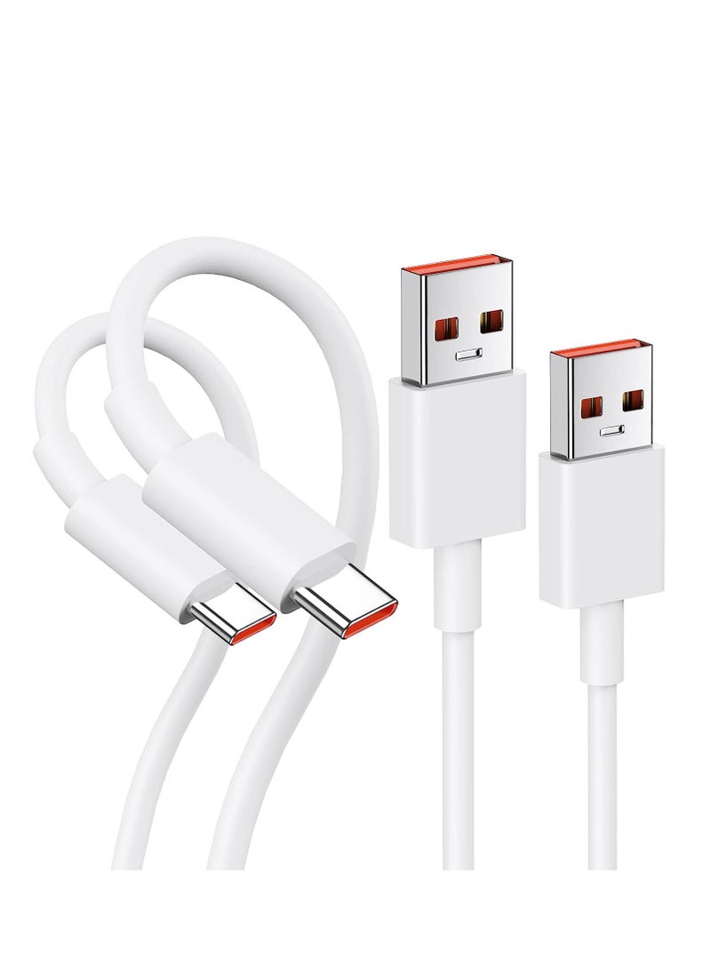 Generic - 2Pcs USB Type C Cable [1m] for Xiaomi Mi Ultra Fast Charging Type-C USB Data Cable White - Image 1