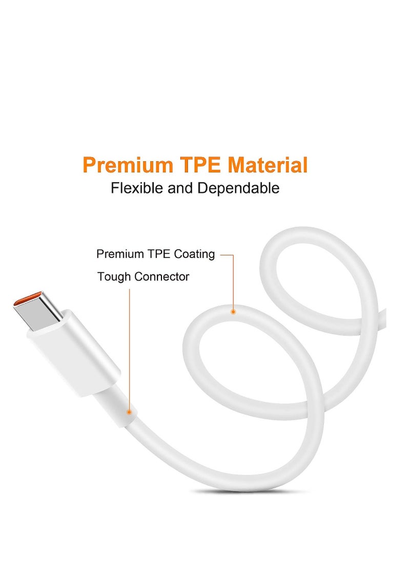 Generic - 2Pcs USB Type C Cable [1m] for Xiaomi Mi Ultra Fast Charging Type-C USB Data Cable White - Image 1