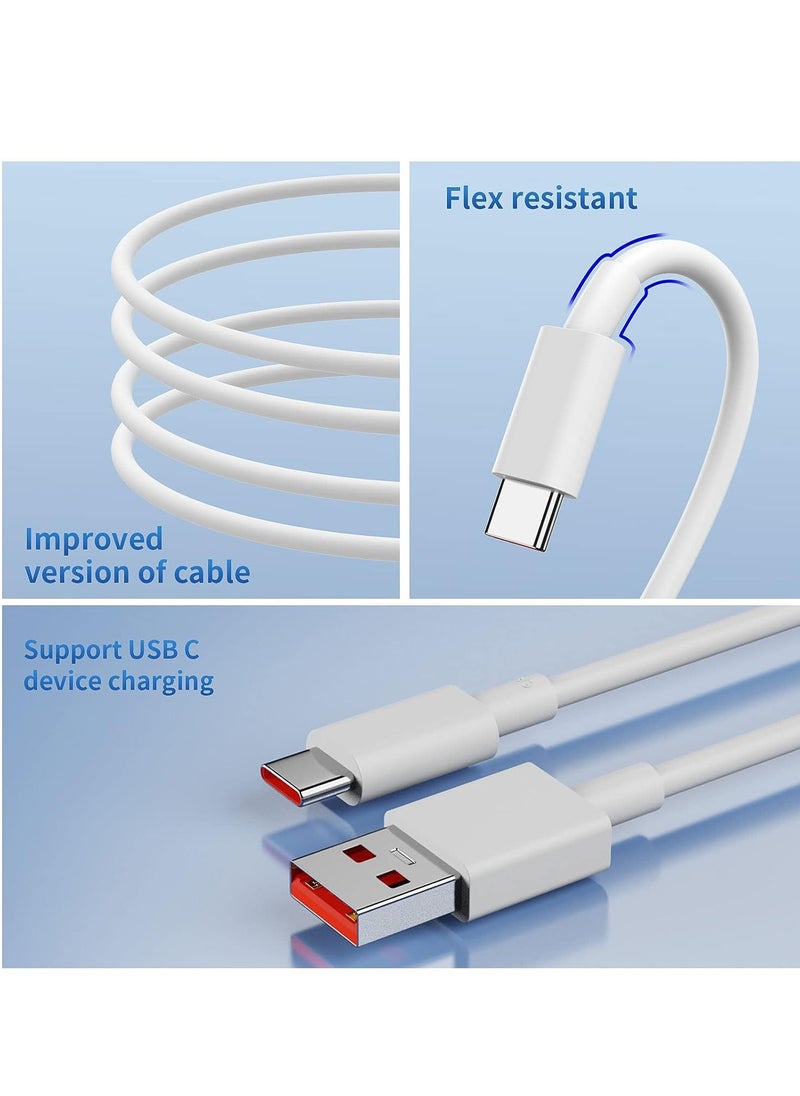 Generic - 2Pcs USB Type C Cable [1m] for Xiaomi Mi Ultra Fast Charging Type-C USB Data Cable White - Image 1