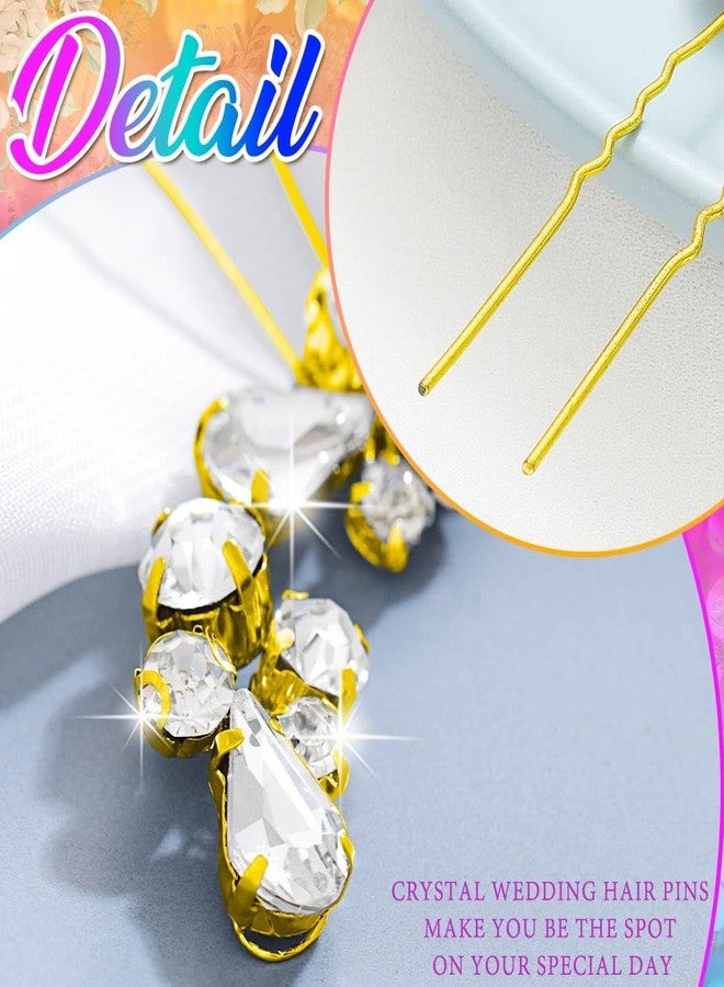 إيز ديلي دبابيس شعر زفاف من إيزدايلي برايد، قطعة شعر مرصعة بالكريستال، إكسسوارات شعر للعرائس من أحجار الراين للنساء والفتيات (عبوة من قطعتين) (ذهبي) - Image 4
