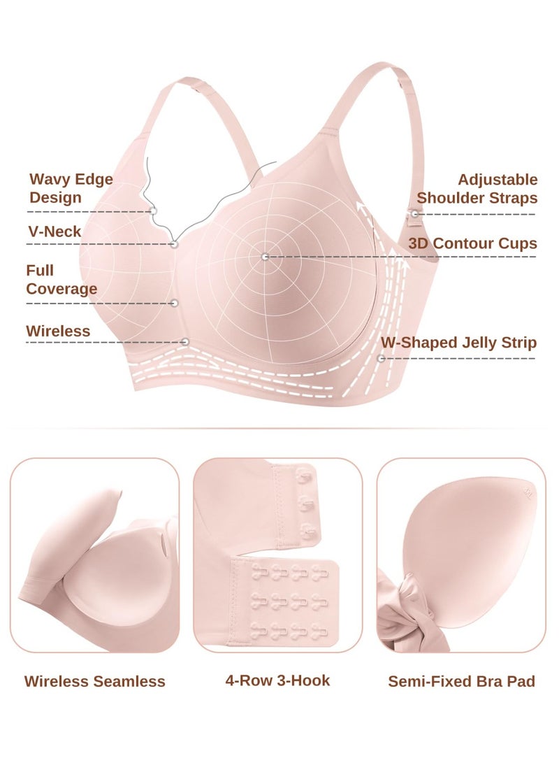 Jelly Bras for Women, Bras for Women No Underwire, Wireless Full Coverage Bra with Lift Support, Soft T Shirt Bra for Everyday Wear and Sleep - Image 2
