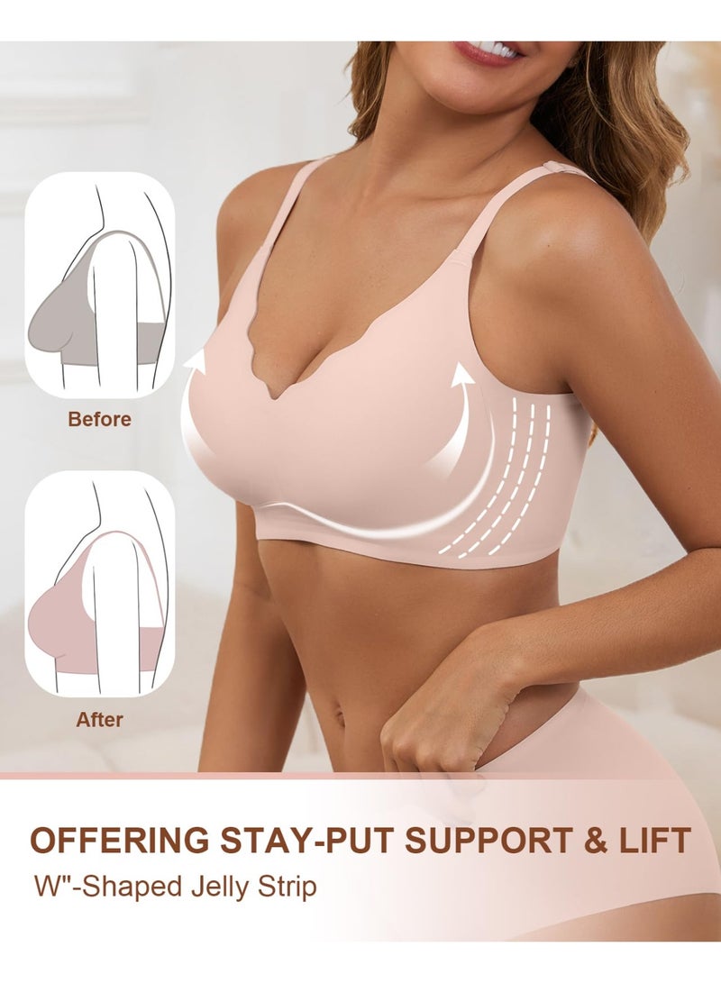 Jelly Bras for Women, Bras for Women No Underwire, Wireless Full Coverage Bra with Lift Support, Soft T Shirt Bra for Everyday Wear and Sleep - Image 3
