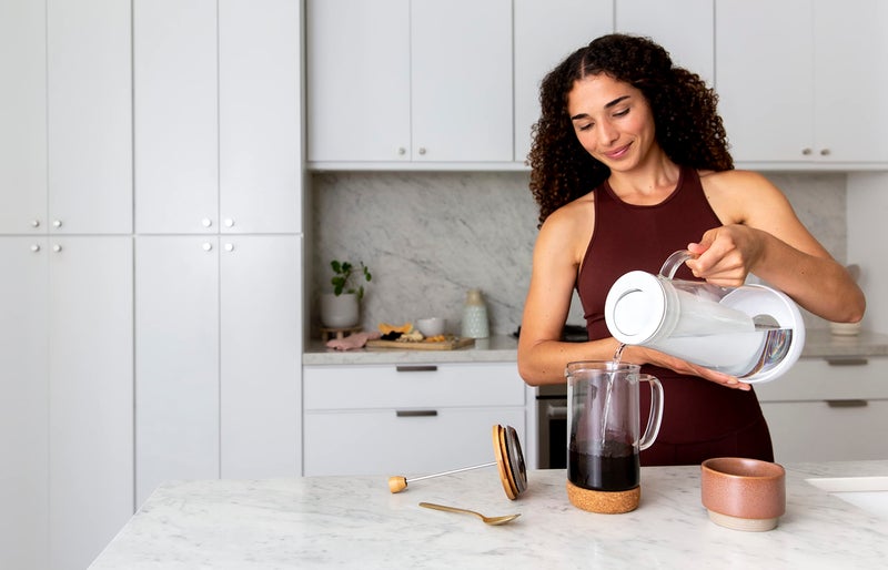 LifeStraw Home Water Pitcher, 7-Cup, White, Glass with Silicone Base, White, for Everyday Protection Against Bacteria, Parasites, Microplastics, Lead, Mercury, PFAS and a Variety of Chemicals - Image 4