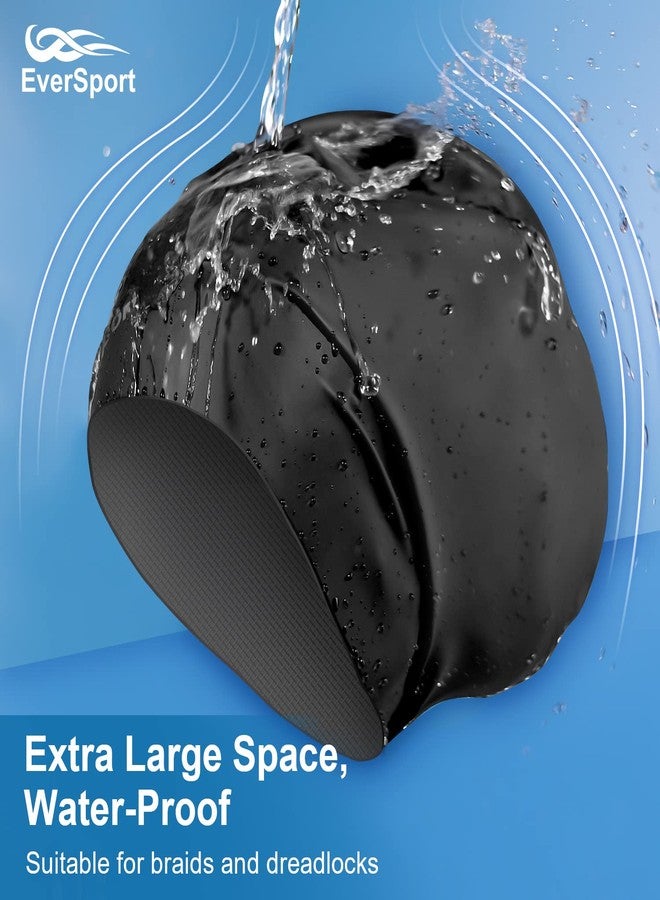 EverSport Extra Large Swim Cap for Braids and Dreadlocks, Silicone Swimming Pool Cap for Women Men Adult Long Thick Curly Hair Locs Anti Slip Ear Cover Waterproof Bathing Shower Cap Keep Hair Dry - Image 2