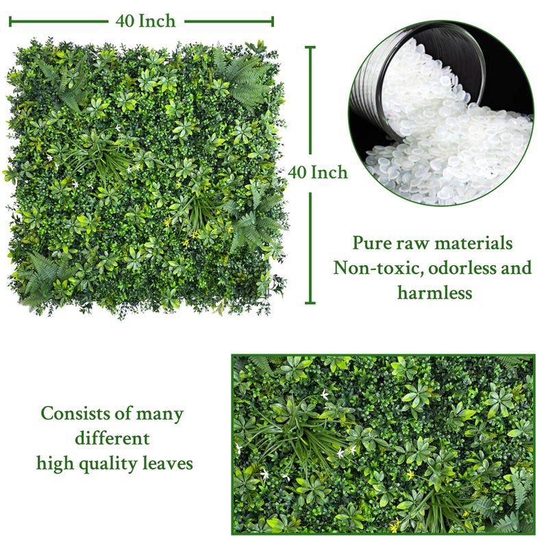 ODTORY Artificial Greenery Wall Panels: 40"x 40" Faux Grass Wall Backdrop Boxwood Ivy Privacy Screen with UV Protection,Fake Hedge Fence for Outdoor,Indoor,Garden,Backyard and Home Decor - Image 2