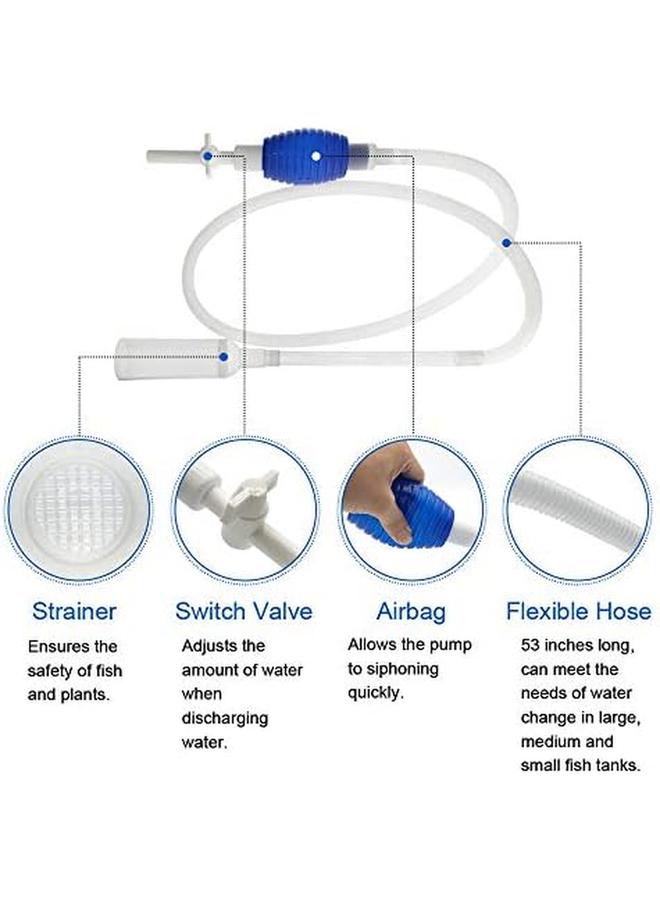 مجموعة أدوات تنظيف حوض السمك، أدوات كاشطات الطحالب، 5 في 1، ومنظف الحصى لخزان الأسماك، مكنسة سيفون لتغيير المياه ومجموعة تنظيف منظف الرمل - Image 2