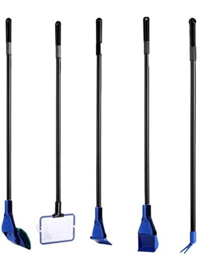 مجموعة أدوات تنظيف حوض السمك، أدوات كاشطات الطحالب، 5 في 1، ومنظف الحصى لخزان الأسماك، مكنسة سيفون لتغيير المياه ومجموعة تنظيف منظف الرمل - Image 4