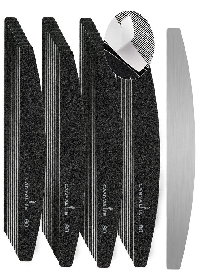 Canvalite 40 PCS Nail File Reusable Peel and Stick Nail Files Replaceable Emery Boards Nail File for Acrylic Nails Professional 80 Grit Fingernail Files for DIY Salon Use - Image 1