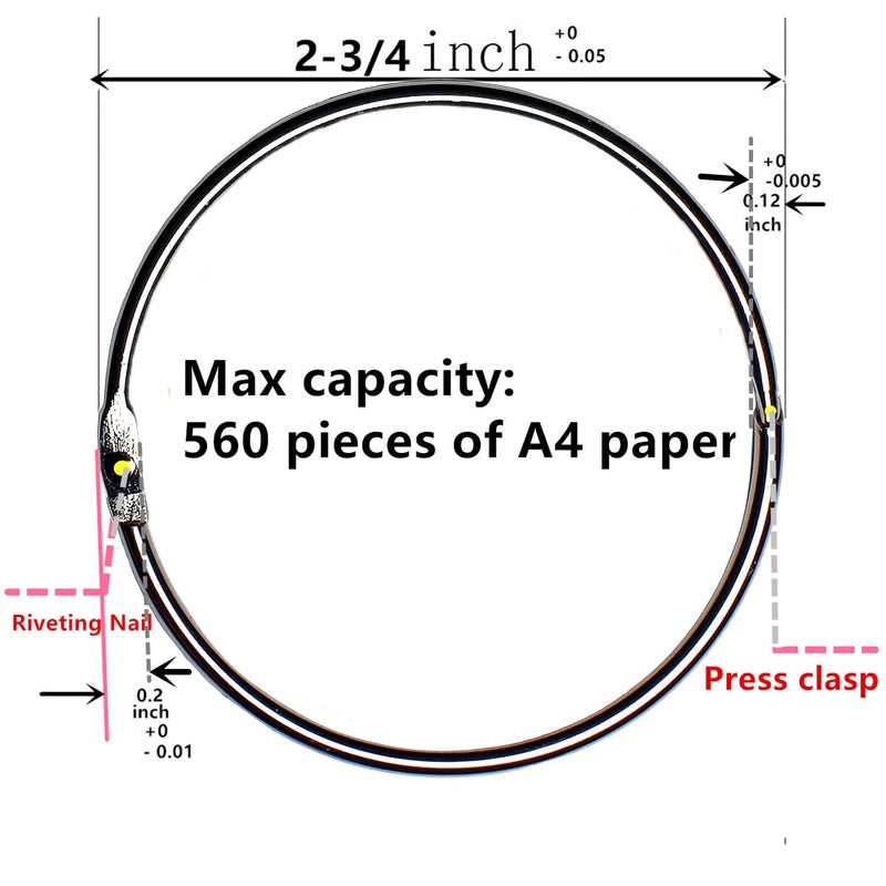 GOTOONE Loose Leaf Binder Rings Book Ringï¼ˆ15 Packï¼‰ Large 2.75 Inch Diameter Nickel Plated Silver - Image 2