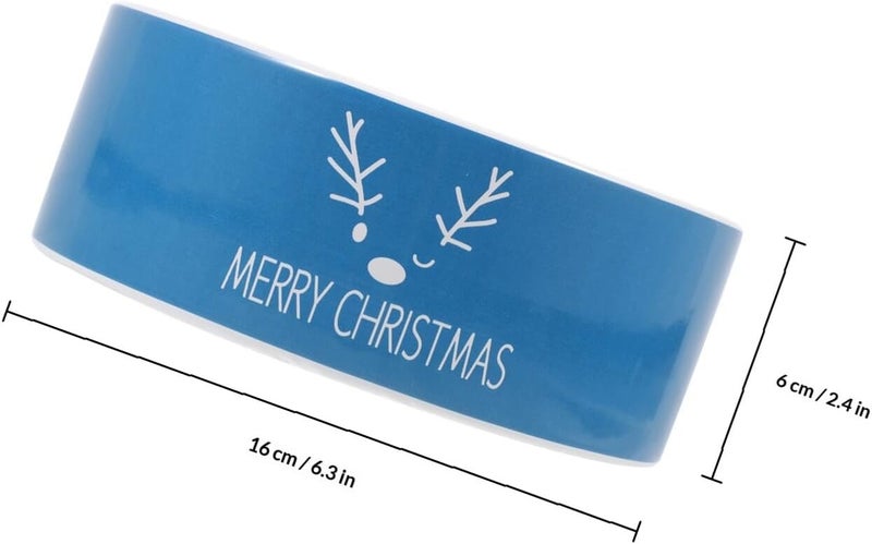 Ceramic Cat Feeding Bowl with Elk Snowman Pattern, Blue Christmas Pet Food and Water Bowl for Cats and Dogs, 1pcs Festive Porcelain Pet Feeder - Image 2