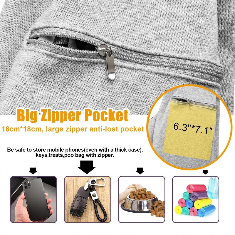Tomkas Small Dog Sling Carrier - Zipper Pocket & Classic Strap - for 3-10 lbs Pets(Grey) - Image 4