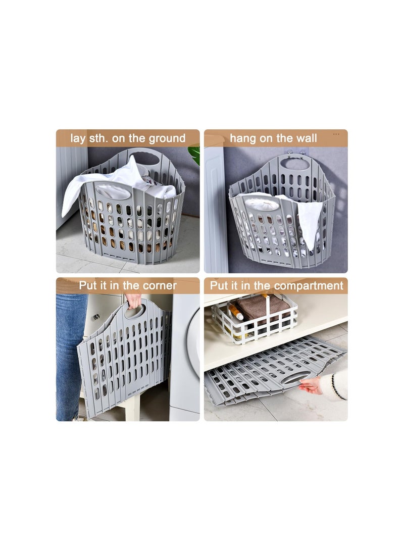Collapsible Laundry Baskets Large Plastic Hamper with Handles for Dirty Clothes - Image 2
