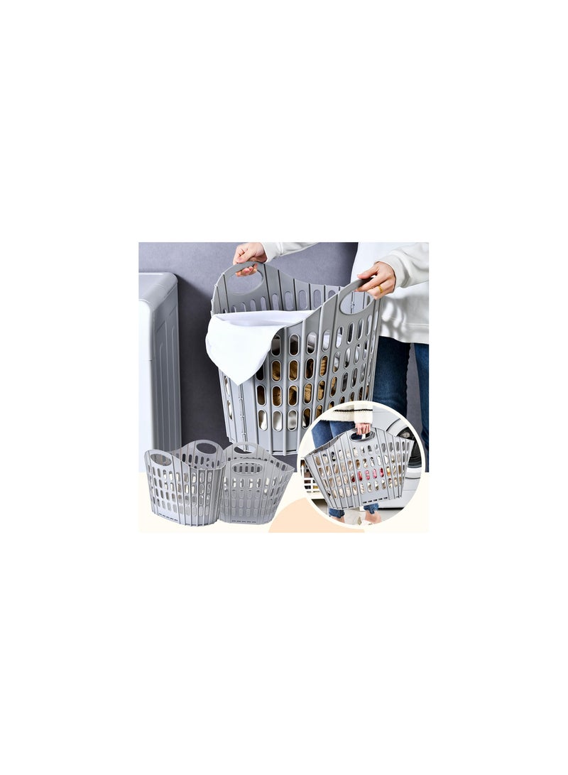 Collapsible Laundry Baskets Large Plastic Hamper with Handles for Dirty Clothes - Image 5