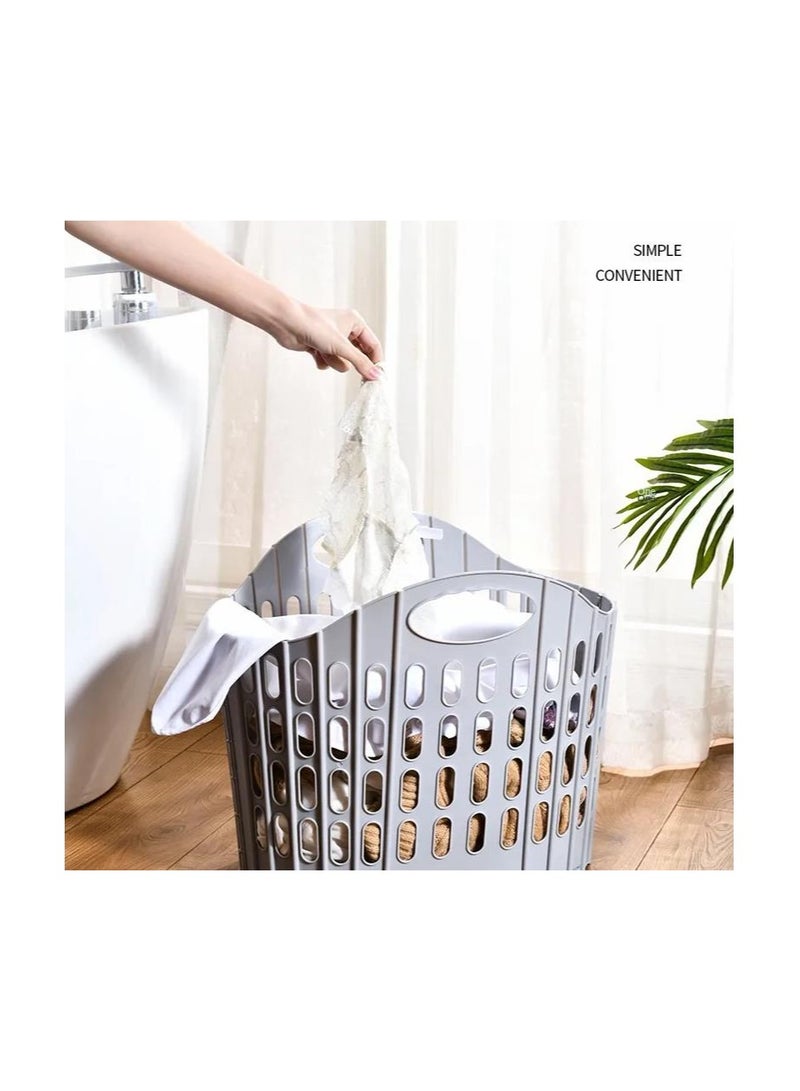 Collapsible Laundry Baskets Large Plastic Hamper with Handles for Dirty Clothes - Image 4