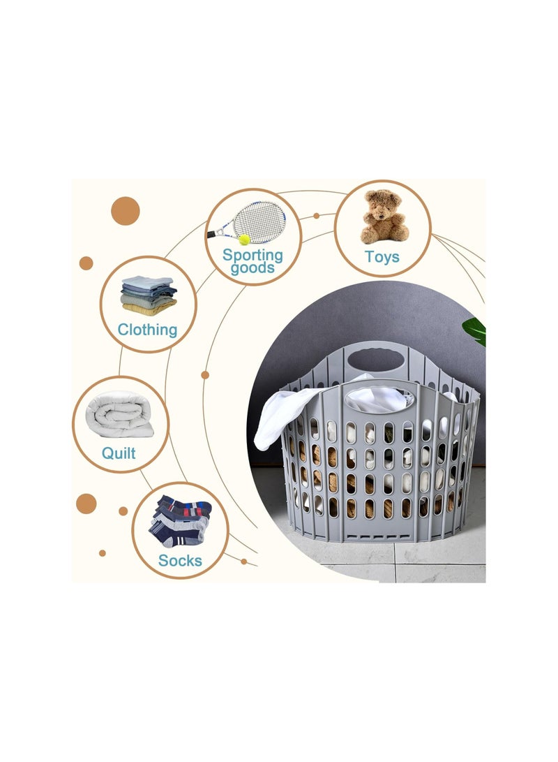 Collapsible Laundry Baskets Large Plastic Hamper with Handles for Dirty Clothes - Image 1