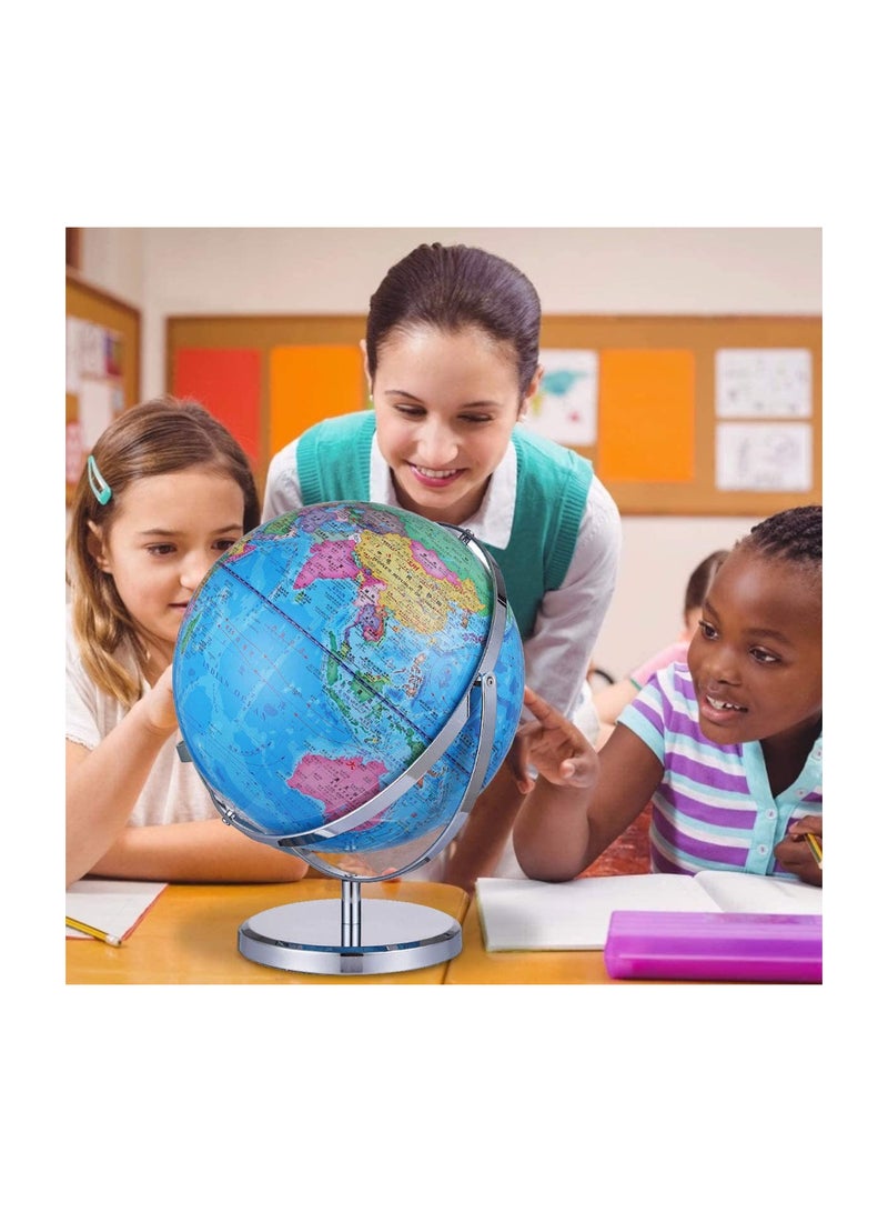 DeloPik World Globe for Kids, 20 cm Diameter World Globe 720° Rotation Large Globe with Heavy Duty Stand Over 4000 Locations Adult Earth Globe Educational Geographic Learning Toy Gift for Kids - Image 3