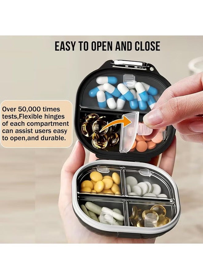 Travel Pill Organizer, 2 Pack Portable Pill Box 7 Day Small Pill Case Moisture Proof Daily Medicine Vitamin Container for Vitamins, Supplements Medication Tracker Travel Essentials (Small+ Large)