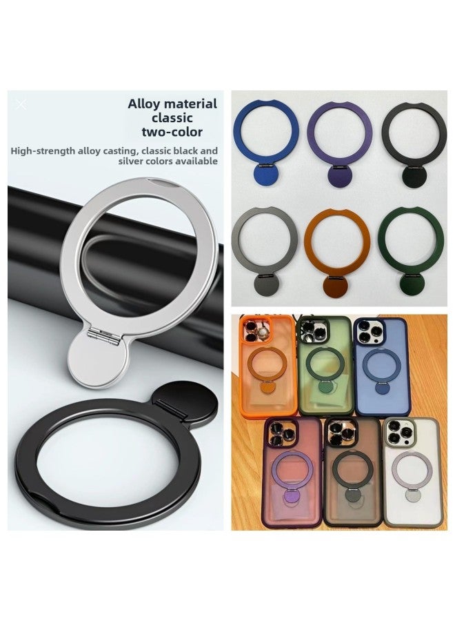 Magsafe Magnetic Ring Buckle Mobile Phone Bracket Large Hollow Ultra-thin Metal Ring Buckle Rotating Bracket-Color:B2 Hollow Bracket With Base And Adhesive (grey)  - Image 4