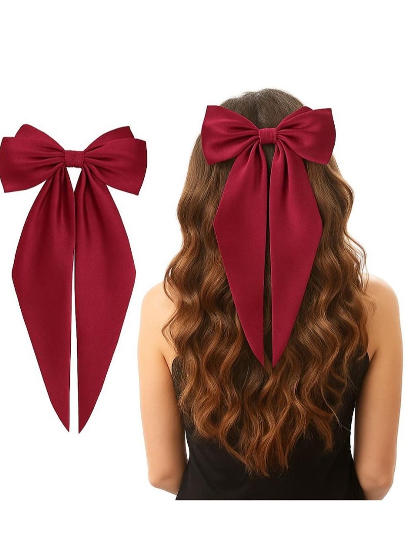 Hair Bows for Women Large Bow Hair Clip Soft Long Tails Metal Clips Bow Tie Hair Clip for Women