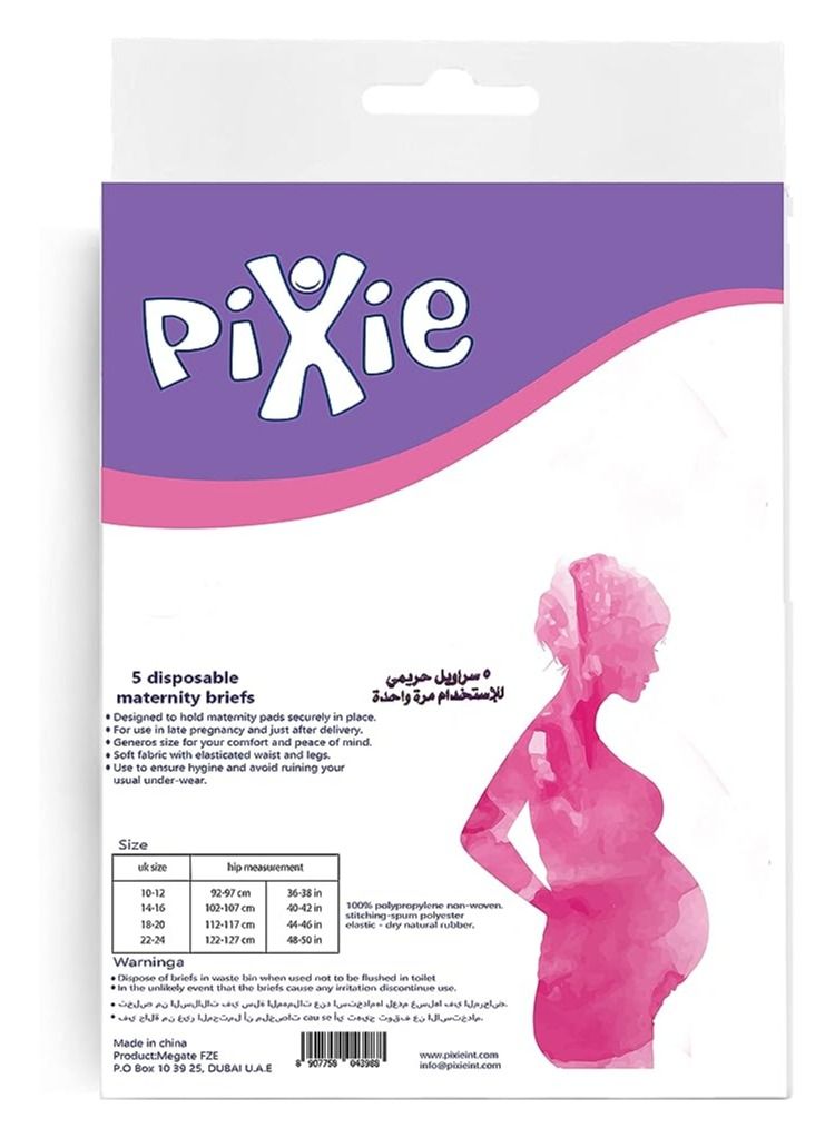 Pixie ملابس داخلية نسائية بيكسي للاستخدام مرة واحدة، 5 قطع (مقاس 22 24)، عبوة من 3 قطع، أبيض  - Image 3