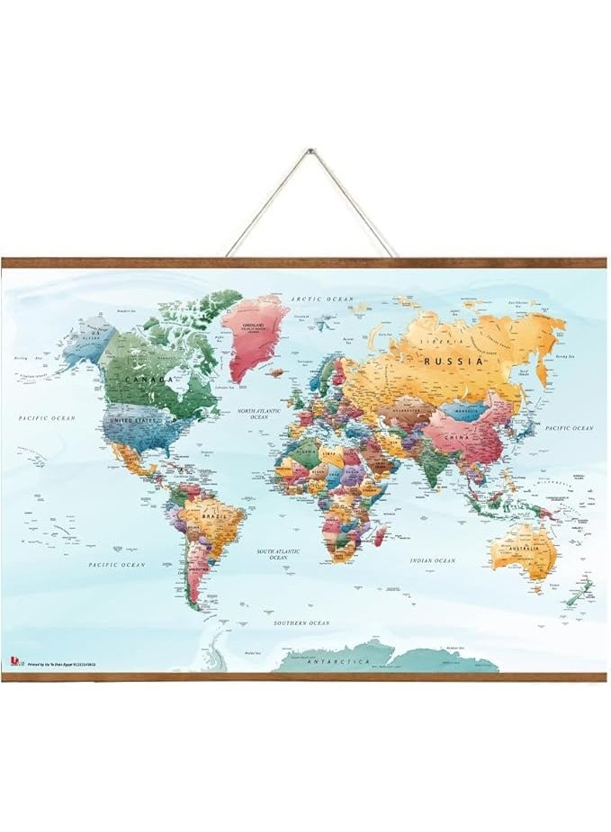 UP TO DATE WORLD MAP BIG SIZE 160 CM X106 CM WITH WOOD FRAME - Image 1