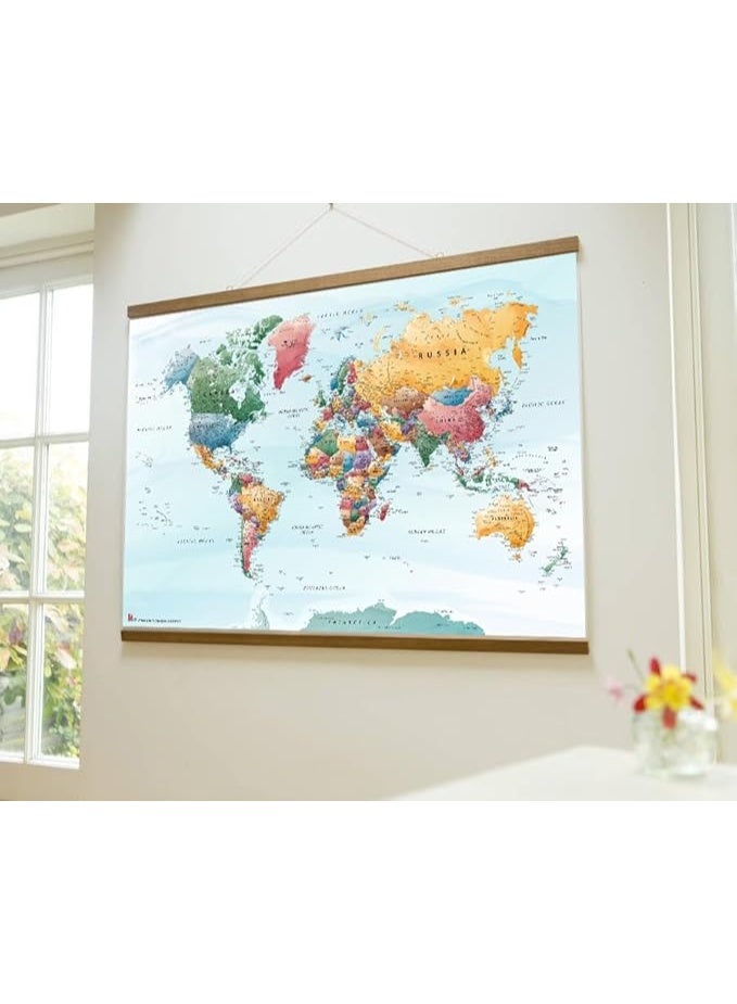 UP TO DATE WORLD MAP BIG SIZE 160 CM X106 CM WITH WOOD FRAME - Image 3