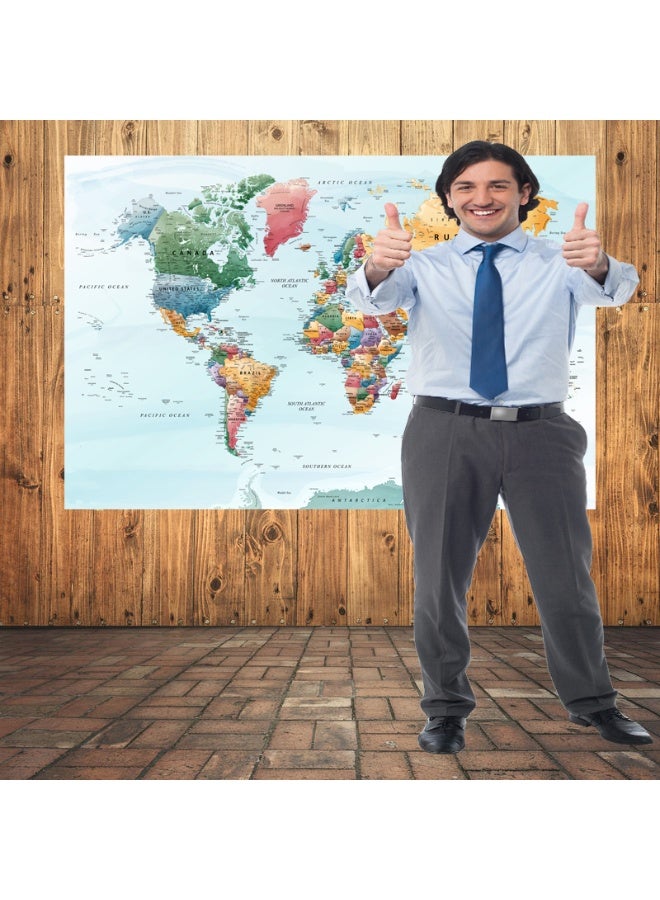 UP TO DATE WORLD MAP BIG SIZE 160 CM X106 CM WITH WOOD FRAME - Image 4