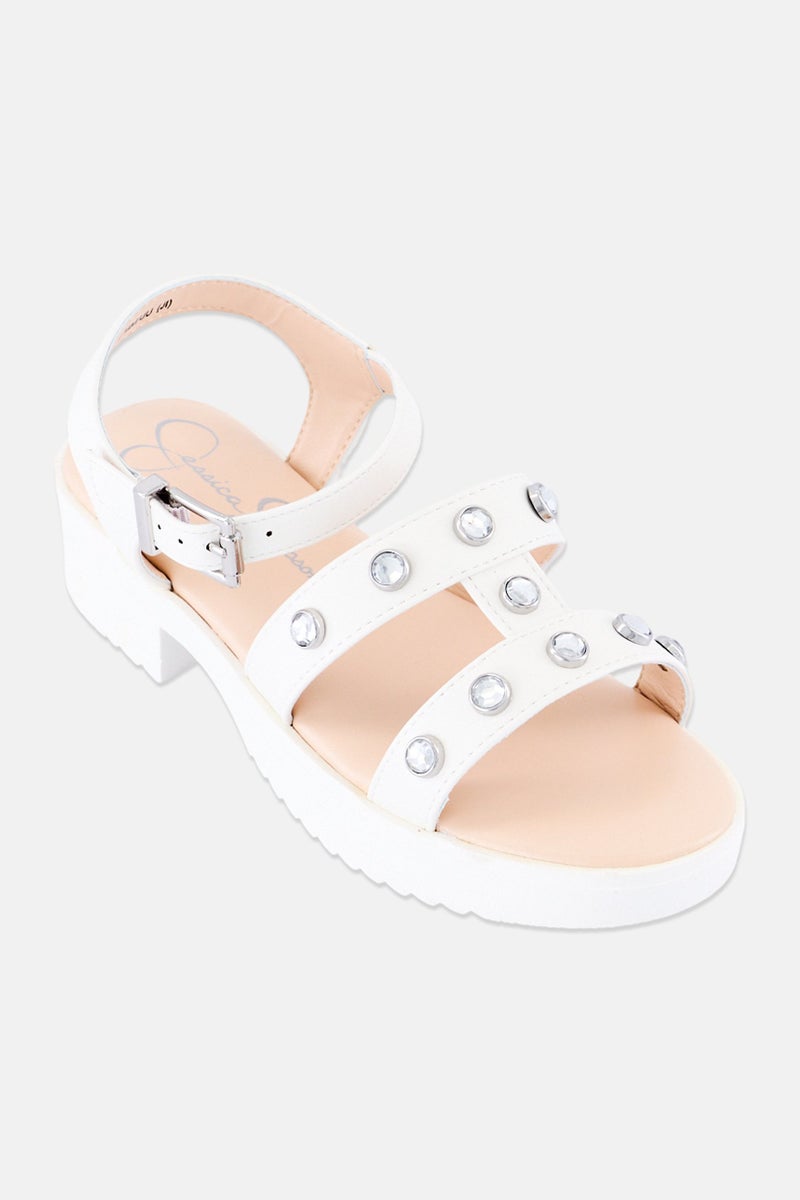 Jessica Simpson Kids Girl Adjusted Buckle Sandals, Off White - Image 1