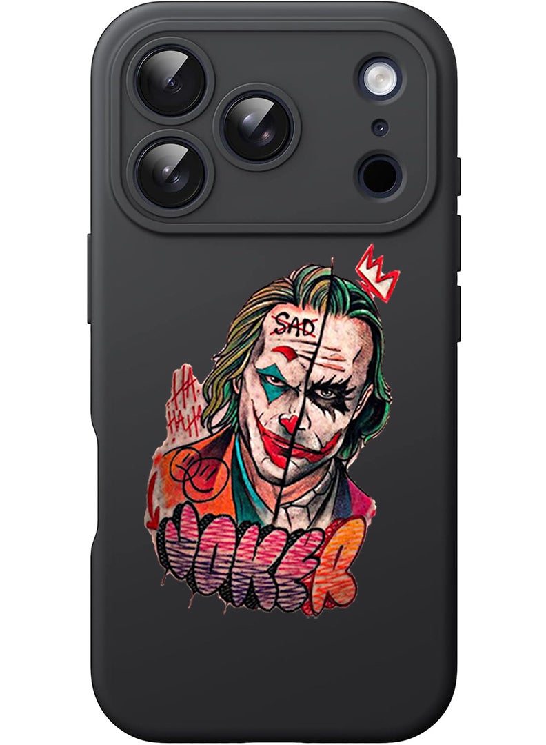 Theodor Protective Slim Fit Case Liquid Silicone Cover with Full Body Protection Anti-Scratch Shockproof Case For Apple iPhone 17 Pro (Black) Joker - Image 1