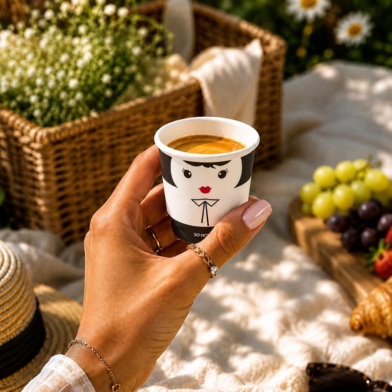 Restaurantware Insulated Paper Coffee Cups - Double Wall - Disposable - White - Madame - 4 oz - 500ct Box - MATCHING LIDS SOLD SEPARATELY: RWA0327GR, RWA0281B, RWA0281W - Image 5
