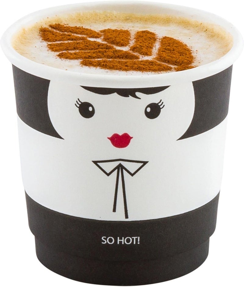 Restaurantware Insulated Paper Coffee Cups - Double Wall - Disposable - White - Madame - 4 oz - 500ct Box - MATCHING LIDS SOLD SEPARATELY: RWA0327GR, RWA0281B, RWA0281W - Image 1
