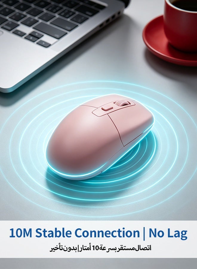 BASILKIT Wireless Mouse, Upgrade 2.4G Ergonomic Mute Optical Mouse, 1600 DPI Max, 3 Adjustable DPI 800/1200/1600, Two Charging Ways Support Rechargeable AA Batteries, Quiet Click, USB Mouse for Laptop PC Chromebook Notebook, 10M Wireless Connection Pink - Image 5