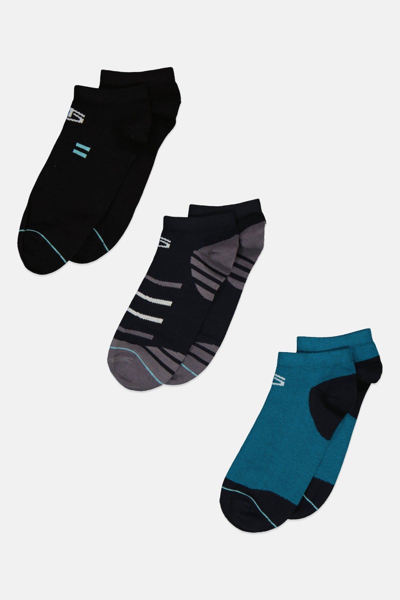 TapouT Men 3 Pairs Basic Ankle Non Terry Socks, Multicolor  - Image 2