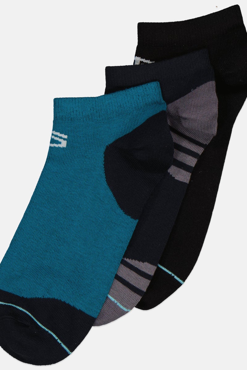 TapouT Men 3 Pairs Basic Ankle Non Terry Socks, Multicolor  - Image 1