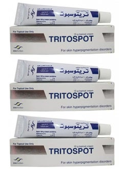 Three Pieces of Tritospot whitening cream for hyperpigmented skin spots 3 x 15 gm