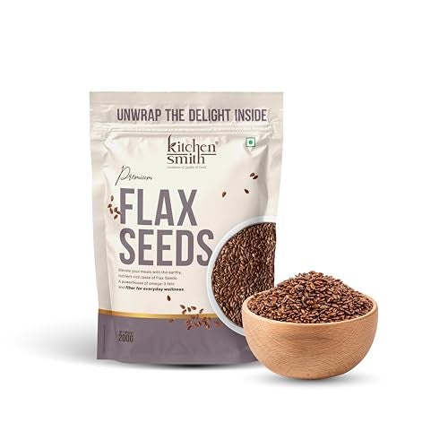 KitchenSmith Flax Seeds - 200gm | A Nutrient-Dense Superfood For Boosting Energy | Skin Health & Weight Management | Boost Digestion | Supercharge Your Wellness With Natural Fiber - Image 1