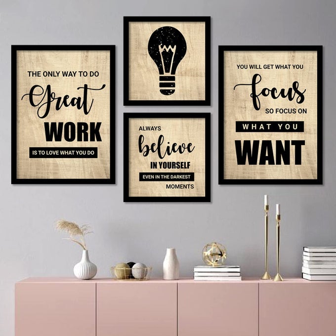Paper Inspirational Wall Poster With Frames Motivational Quotes For Home Office Study Room LibraryFrames For Wall Decor 10 Inch X 13 Inch Set Of 4 Cate3