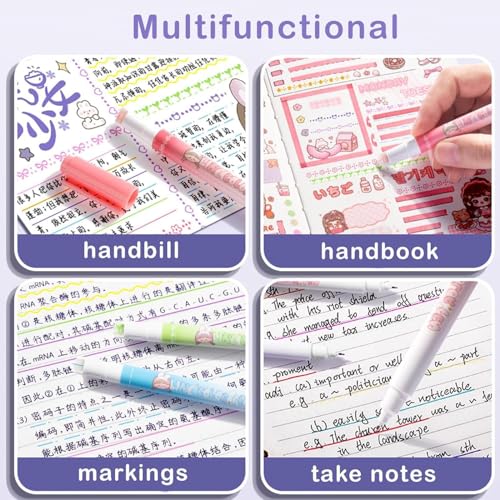 HUBTURE 2 in 1 Colorful Pen Set with Stamp, Roller Stamp Curve Highlighter Pen Set, Adorable Designs, Smooth Operation, Fancy Pen (Multicolor) - Image 4