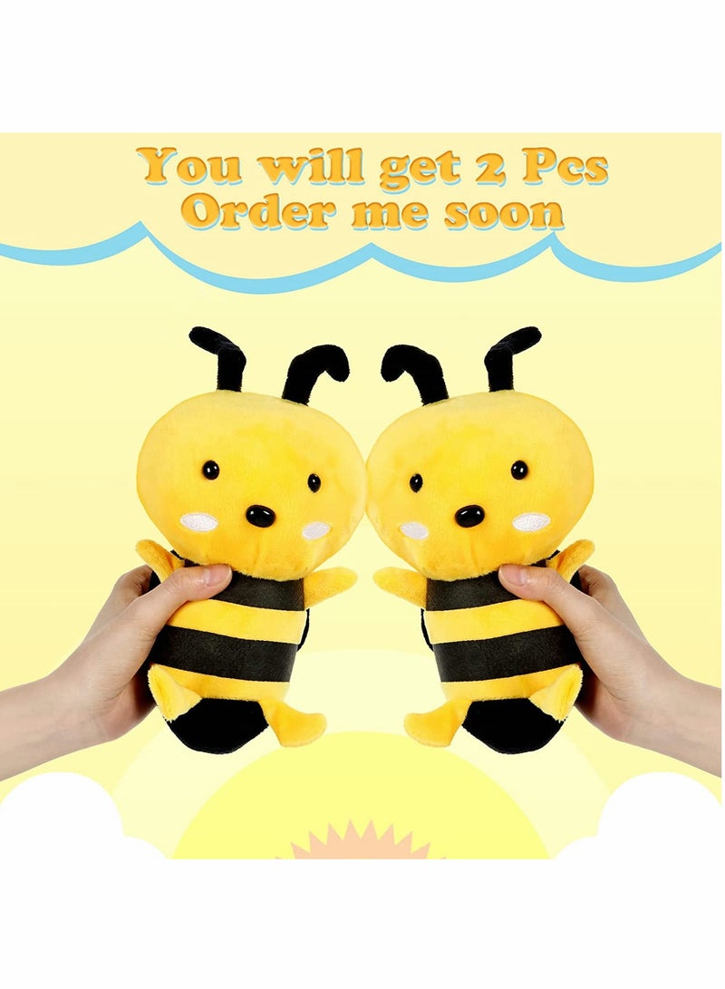 KASTWAVE Bee Plush Toy, 2 Pcs Stuffed Honeybee Toy Bee Movie Plush Bee Stuffed Animal for Honey Bee Decor 1st Birthday Bee Themed Party, 7.87in/20cm - Image 3