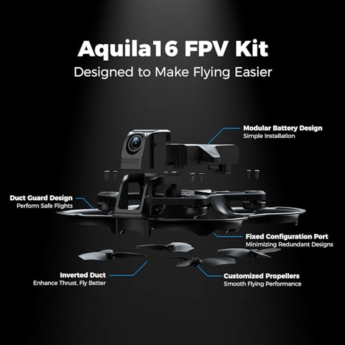 BETAFPV مجموعة BETAFPV Aquila16 FPV مع جهاز الإرسال LiteRadio 2 SE لمحاكي، نظارات VR03 مع وظيفة تسجيل DVR، 3 أوضاع طيران، تدعم مجموعة 1S RTF للمبتدئين للطيران في الداخل والخارج ELRS V3 - Image 3