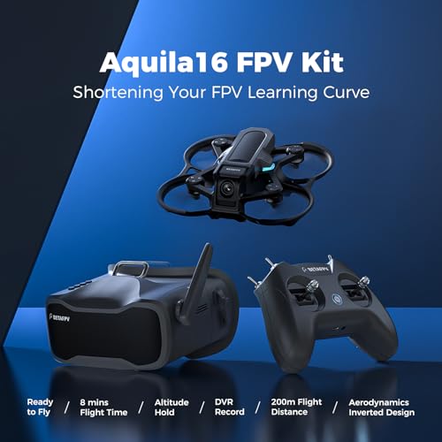 BETAFPV مجموعة BETAFPV Aquila16 FPV مع جهاز الإرسال LiteRadio 2 SE لمحاكي، نظارات VR03 مع وظيفة تسجيل DVR، 3 أوضاع طيران، تدعم مجموعة 1S RTF للمبتدئين للطيران في الداخل والخارج ELRS V3 - Image 2