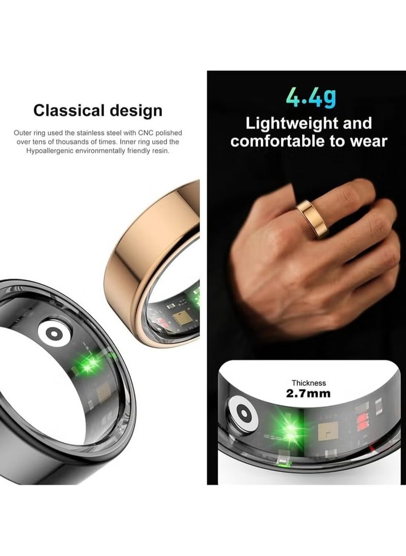 Raxoom Smart Ring, Activity & Fitness Tracker Ring for Women/Men, No APP Subscription, Fitness Tracking Smart Ring with Calories/Heart Rate/ Monitoring, Waterproof (Gold, #11)  - Image 2