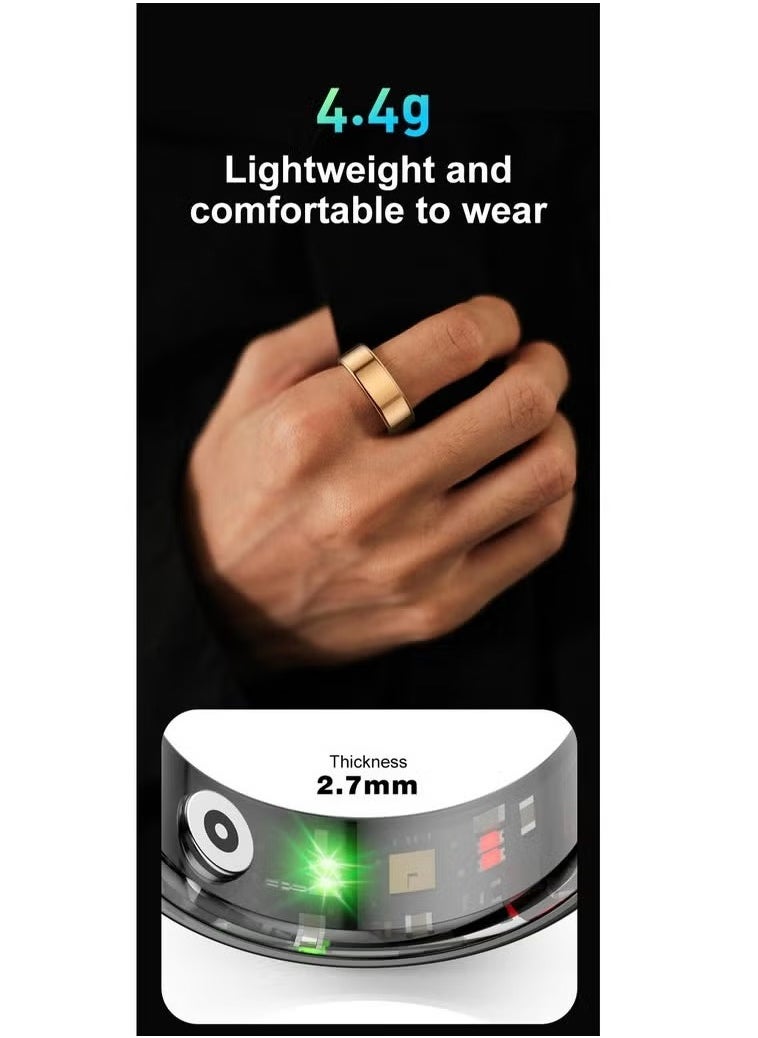 Raxoom Smart Ring, Activity & Fitness Tracker Ring for Women/Men, No APP Subscription, Fitness Tracking Smart Ring with Calories/Heart Rate/ Monitoring, Waterproof (Gold, #11)  - Image 3